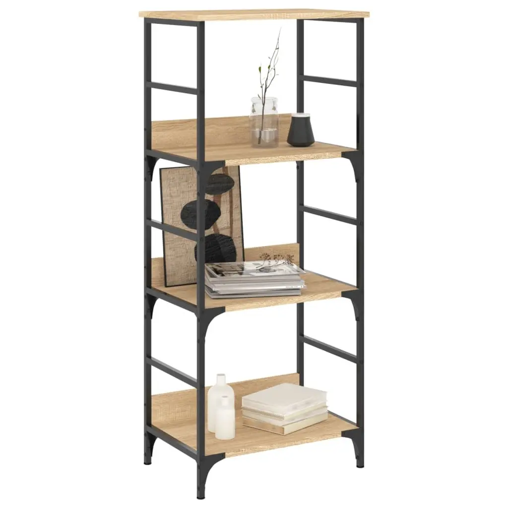 Bookshelf 3-Tier Storage Shelf Sonoma Oak 50x33x117.5cm Engineered Wood Bookcase