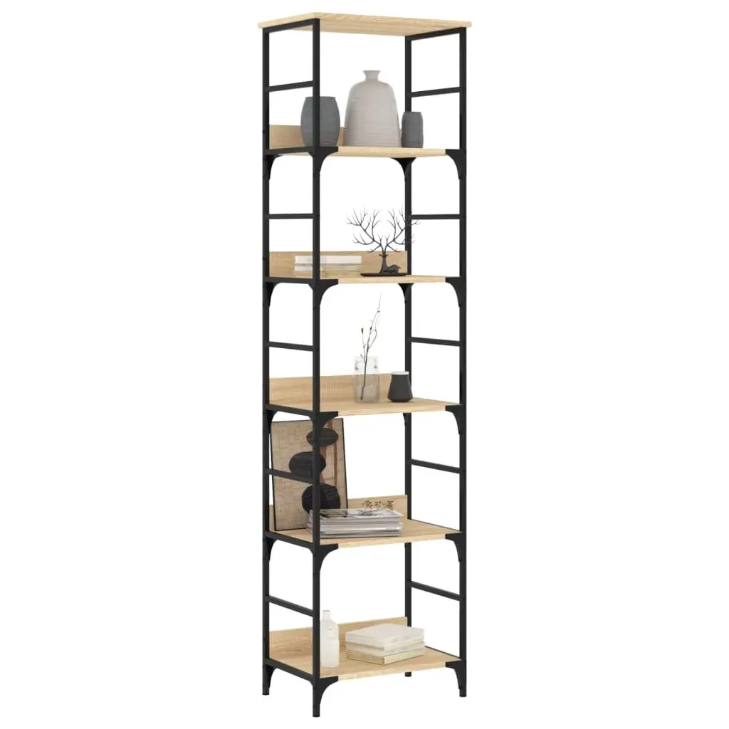 Storage Unit Bookshelf 5 Compartments Brown 50x33x188.5cm Home Office Shelving Rack