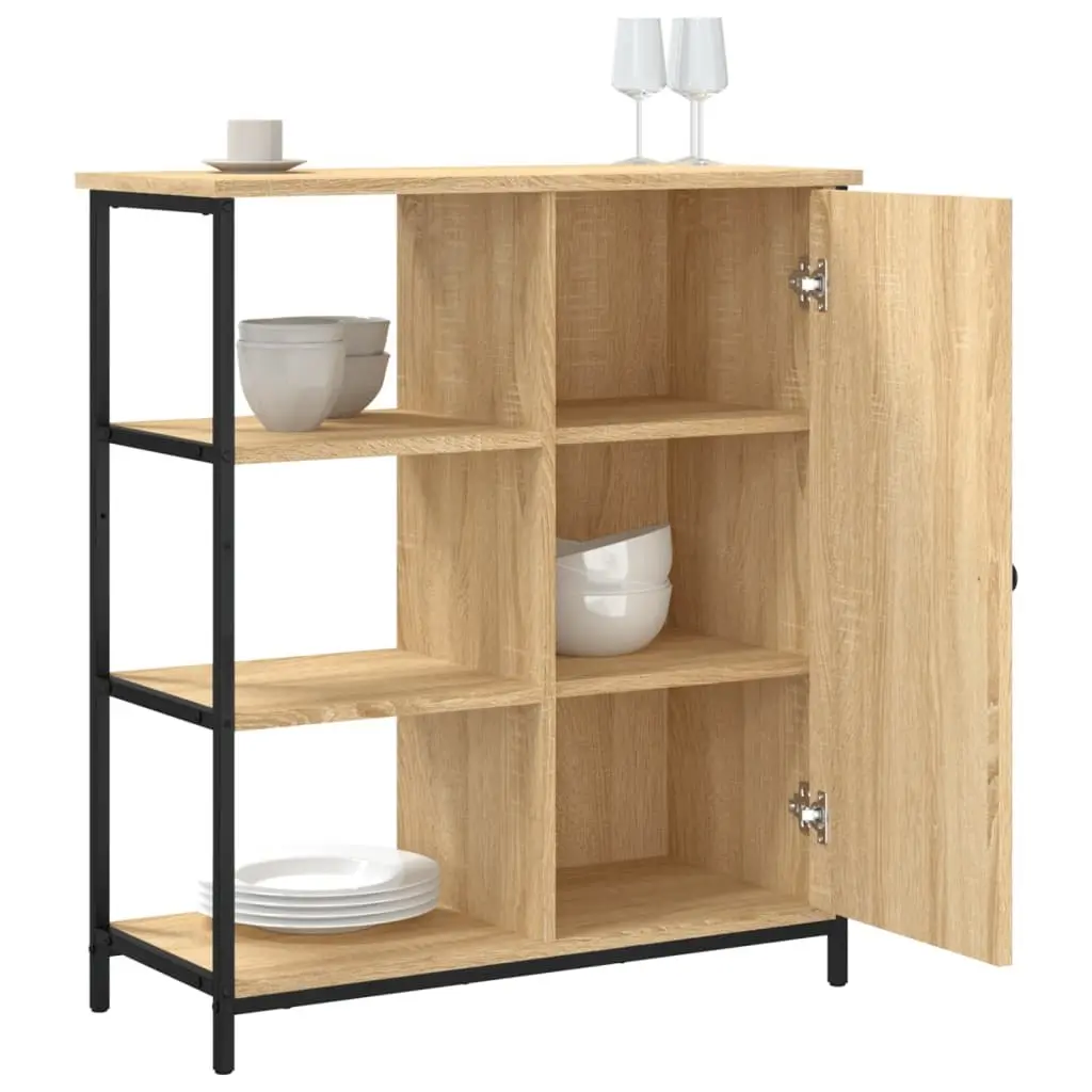 Sideboard Storage Cabinet Brown Engineered Wood Furniture Adjustable Feet