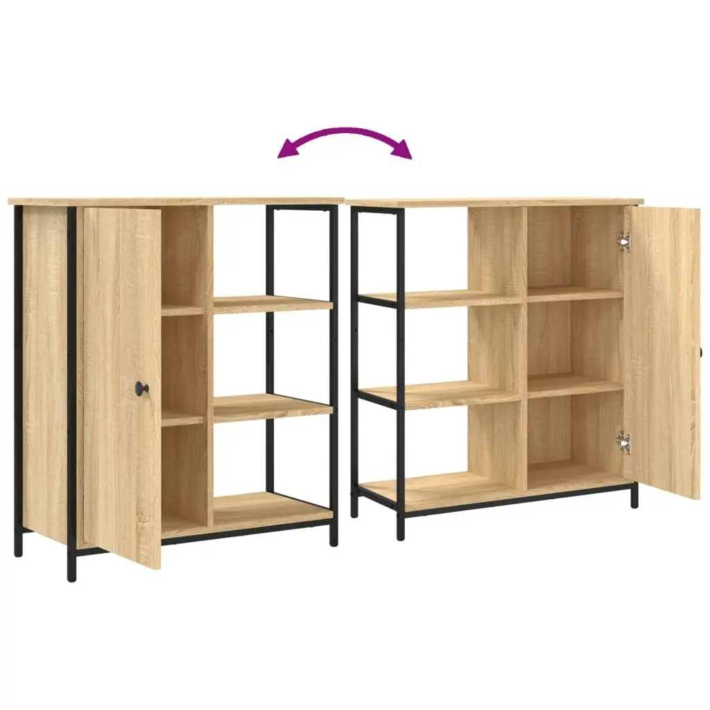 Sideboard Storage Cabinet Brown Engineered Wood Furniture Adjustable Feet