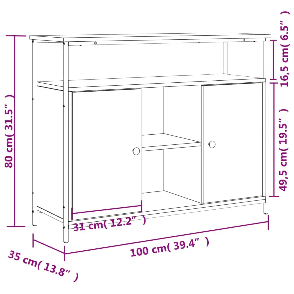 Sideboard Brown Engineered Wood Storage Cabinet Buffet Display Furniture