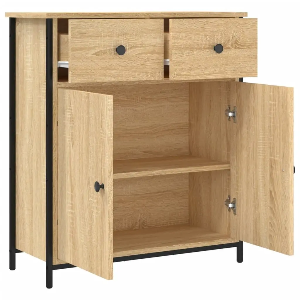 Sideboard Storage Cabinet Brown Engineered Wood Buffet Furniture 70x30x80cm