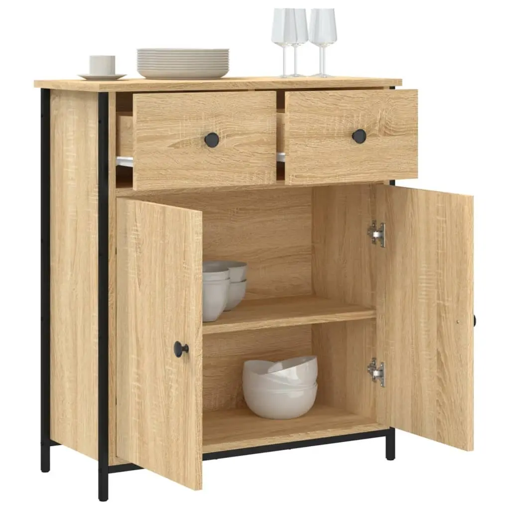 Sideboard Storage Cabinet Brown Engineered Wood Buffet Furniture 70x30x80cm