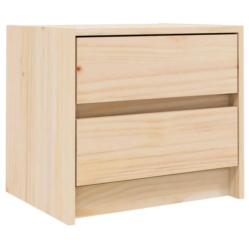 Bedside Cabinet 40x31x35.5 cm Solid Pine Wood 2 Drawer Bedroom Storage Table Brown