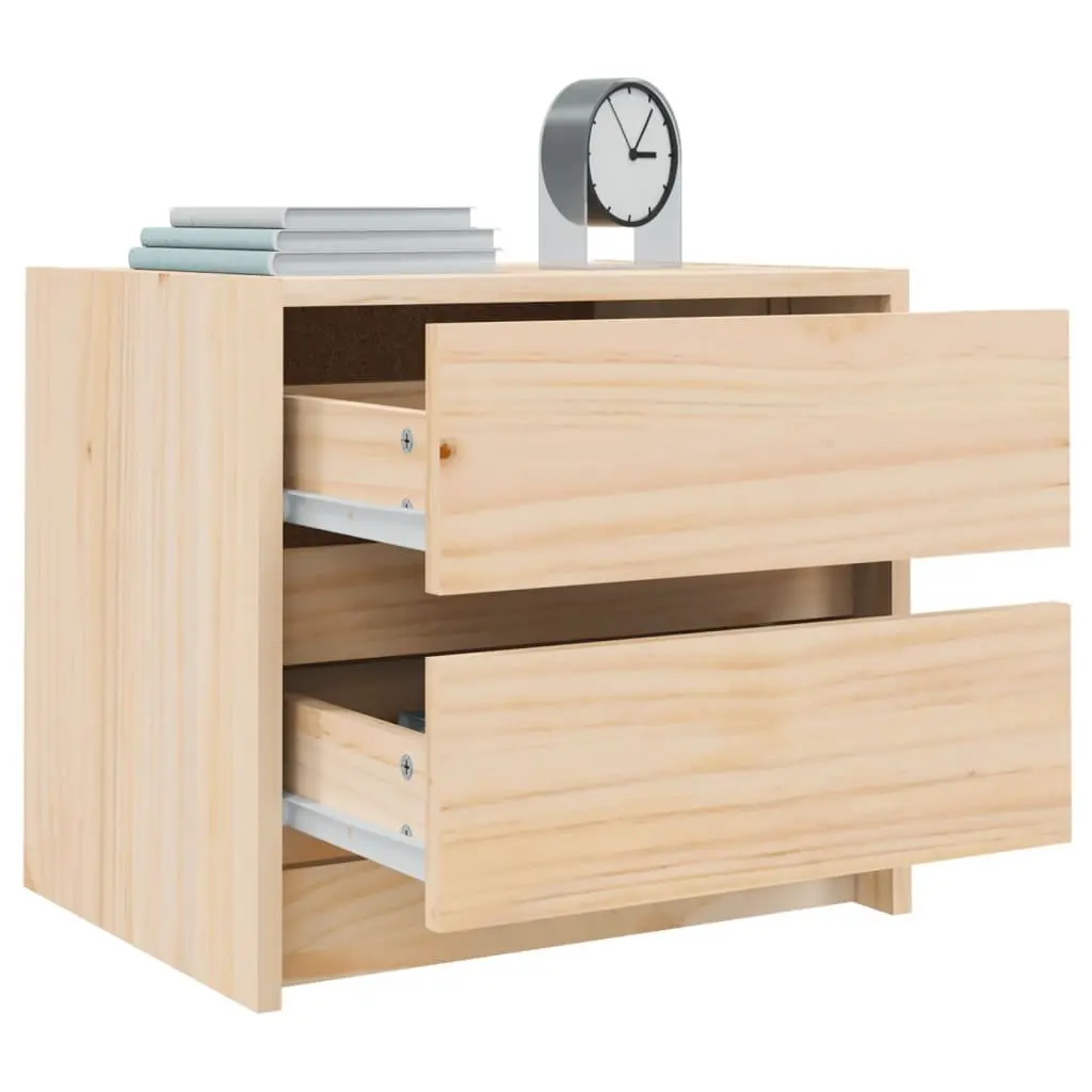 Bedside Cabinet 40x31x35.5 cm Solid Pine Wood 2 Drawer Bedroom Storage Table Brown