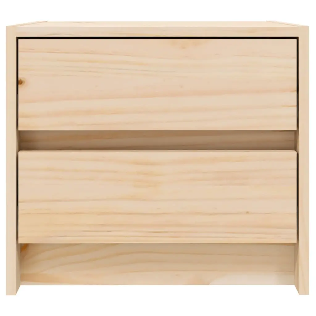 Bedside Cabinet 40x31x35.5 cm Solid Pine Wood 2 Drawer Bedroom Storage Table Brown