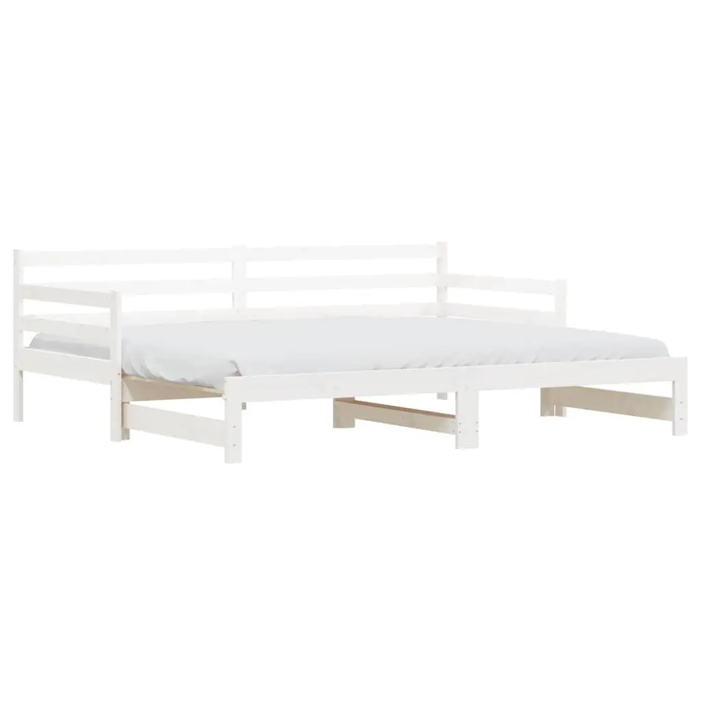 Daybed Sofa Trundle Bed Frame 90x190 cm White Solid Wood