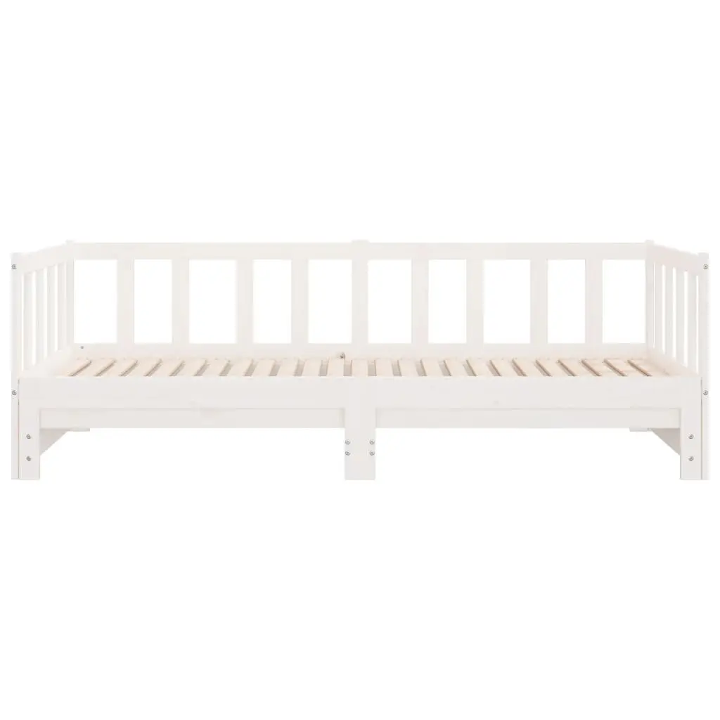 Day Bed with Trundle Solid Wood Slatted Base White 90x190 cm Pull-Out Guest Sofa