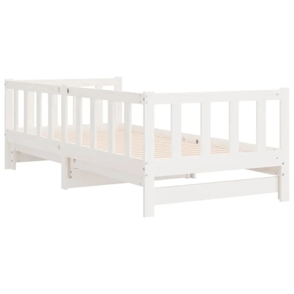 Day Bed with Trundle Solid Wood Slatted Base White 90x190 cm Pull-Out Guest Sofa