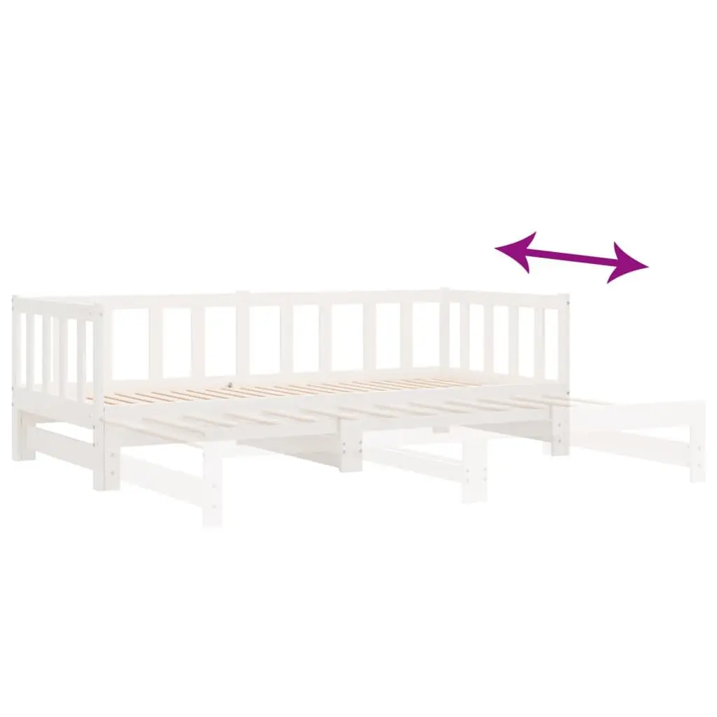 Day Bed with Trundle Solid Wood Slatted Base White 90x190 cm Pull-Out Guest Sofa