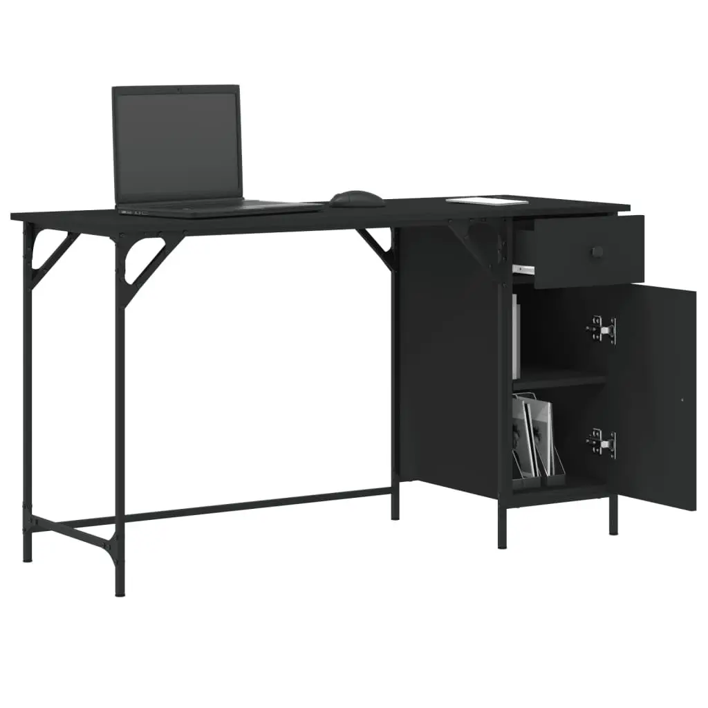 Computer Desk Black 131x48x75 cm Home Office Workspace