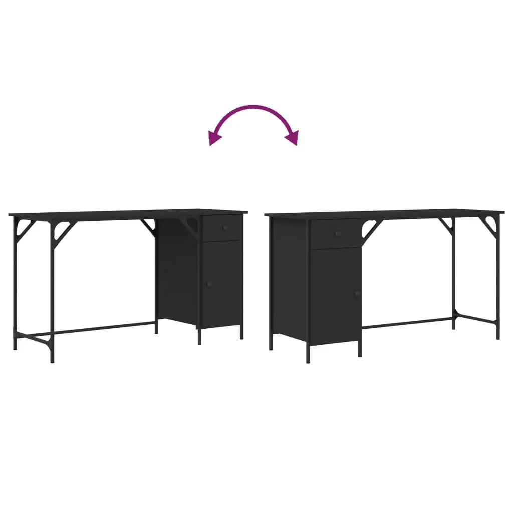 Computer Desk Black 131x48x75 cm Home Office Workspace
