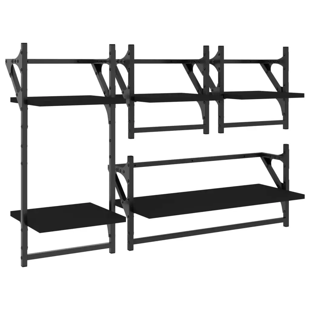 4-Piece Black Floating Shelf Set