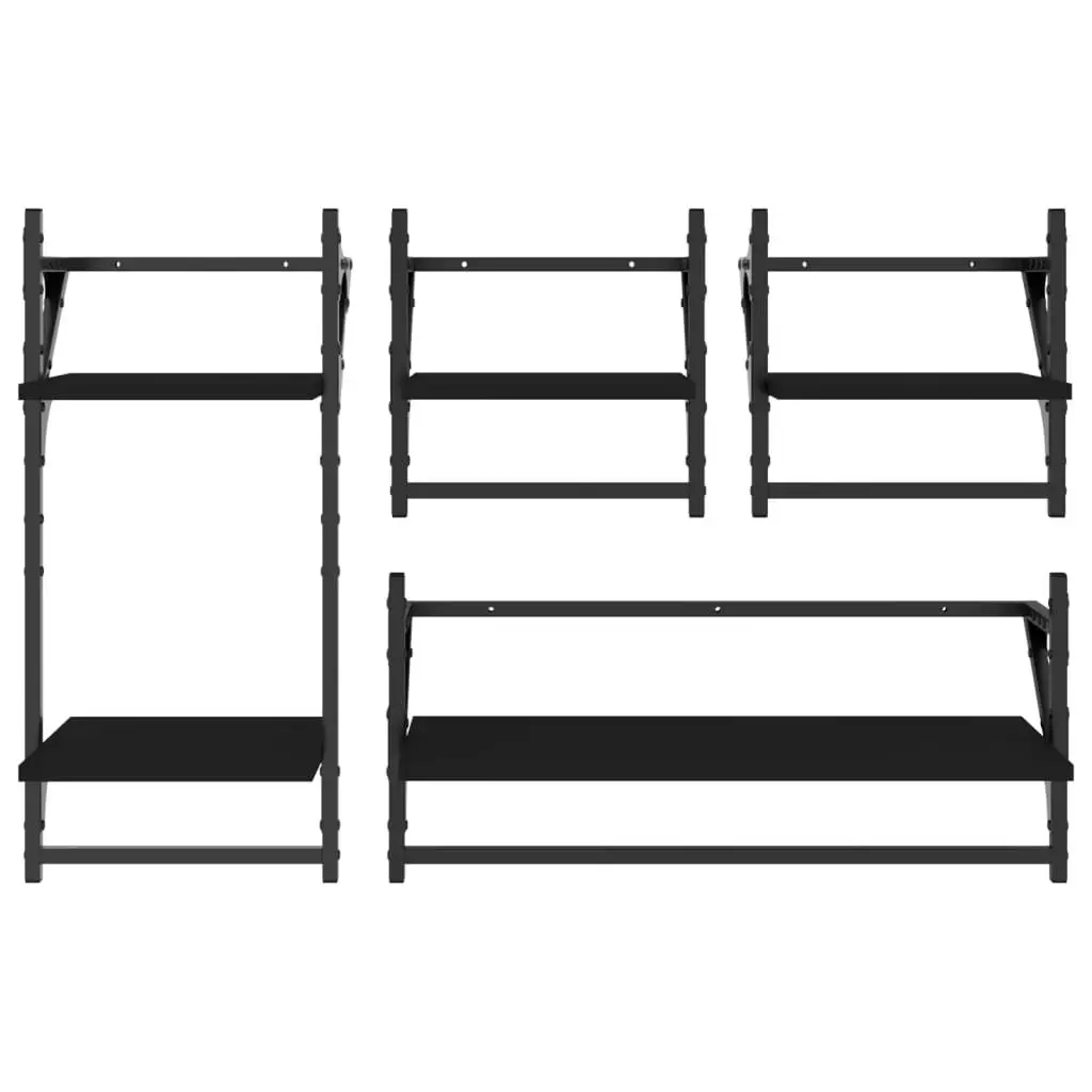 4-Piece Black Floating Shelf Set