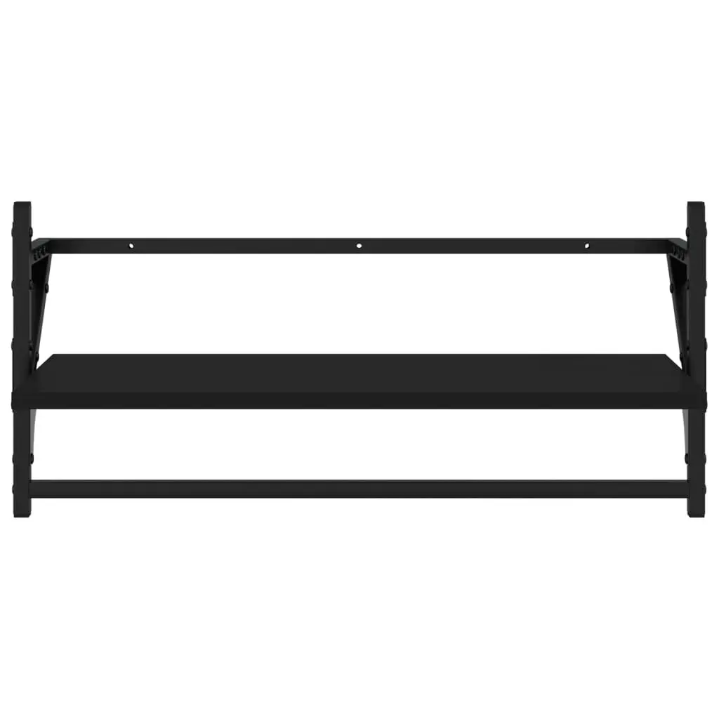 Wall Shelf Set 6 Piece Floating Shelves Bars Black Storage Organiser Display
