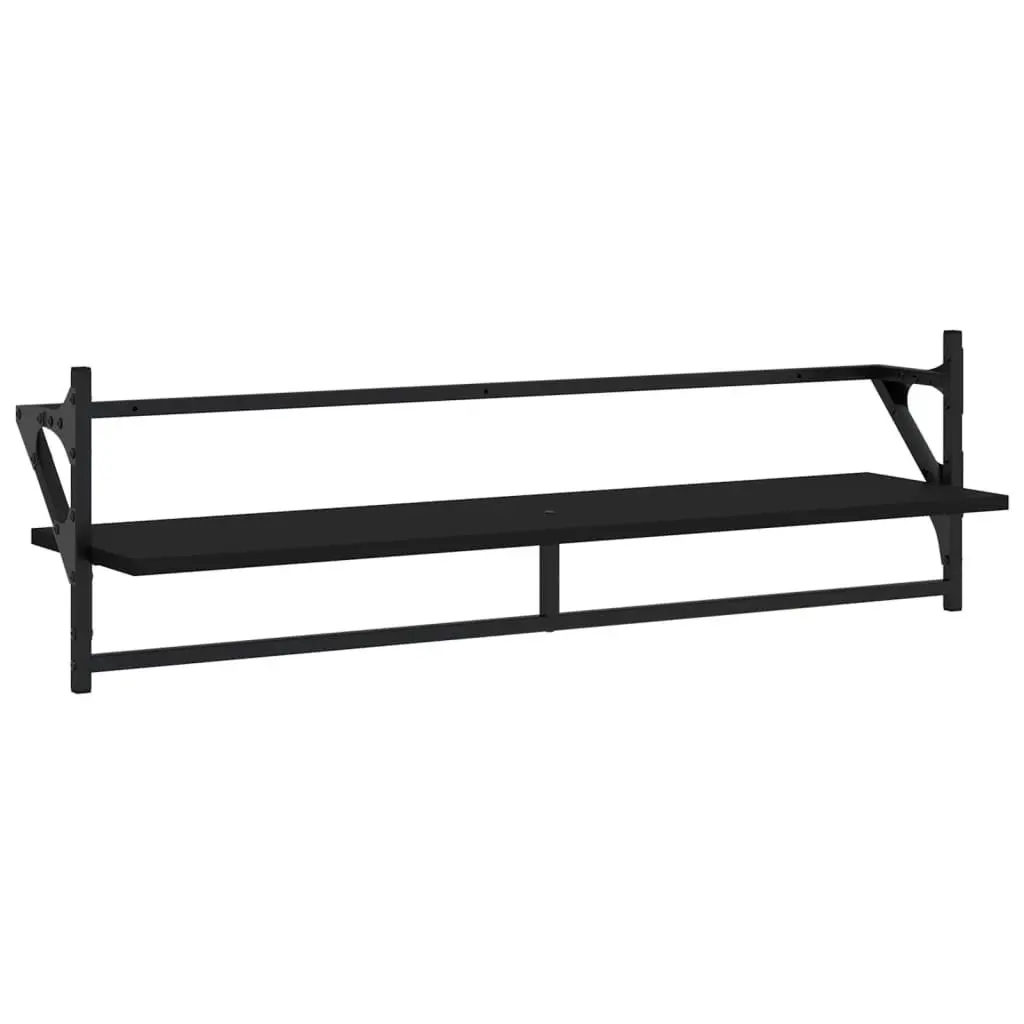 Wall Shelf Set 6 Piece Floating Shelves Bars Black Storage Organiser Display