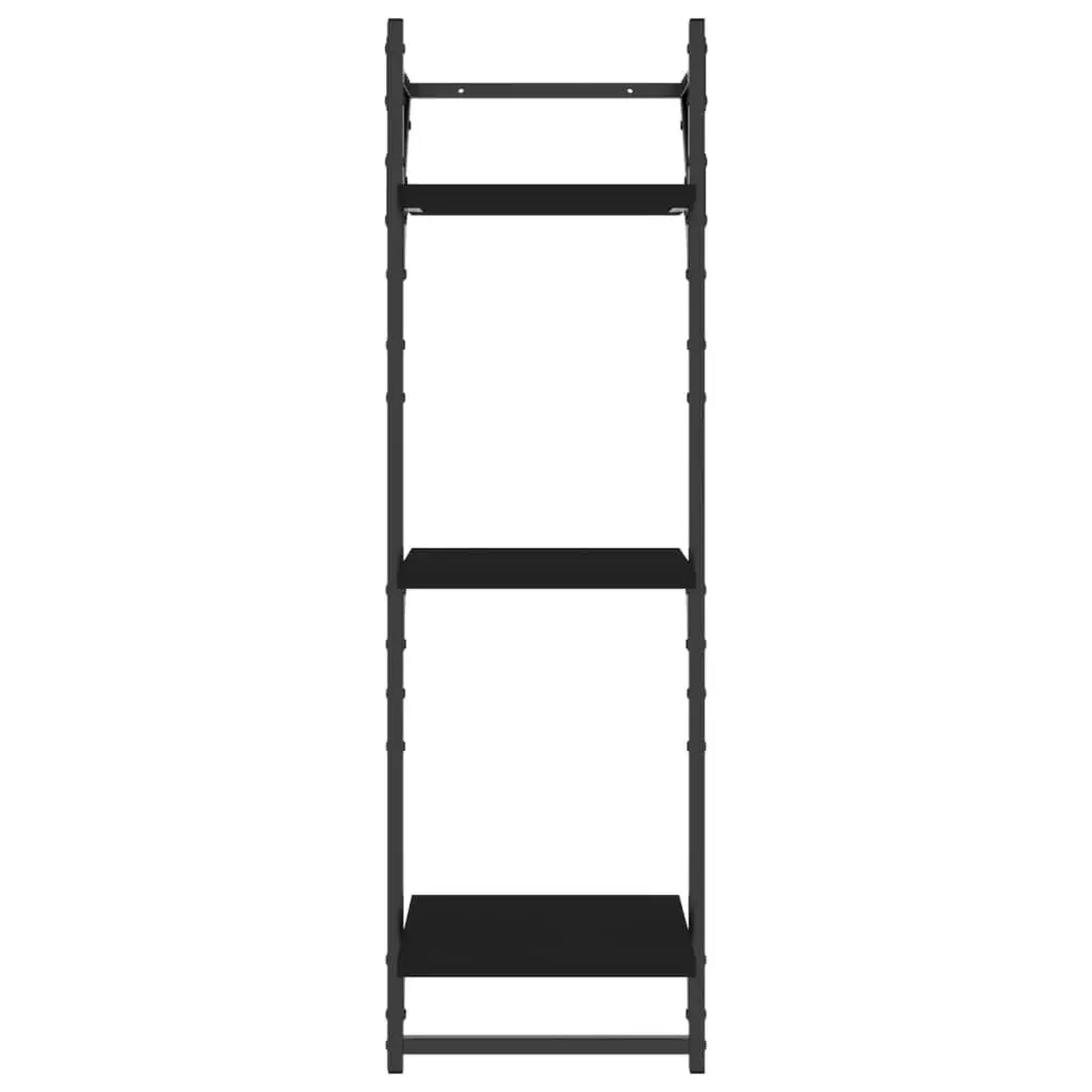 Wall Shelf Set 6 Piece Floating Shelves Bars Black Storage Organiser Display