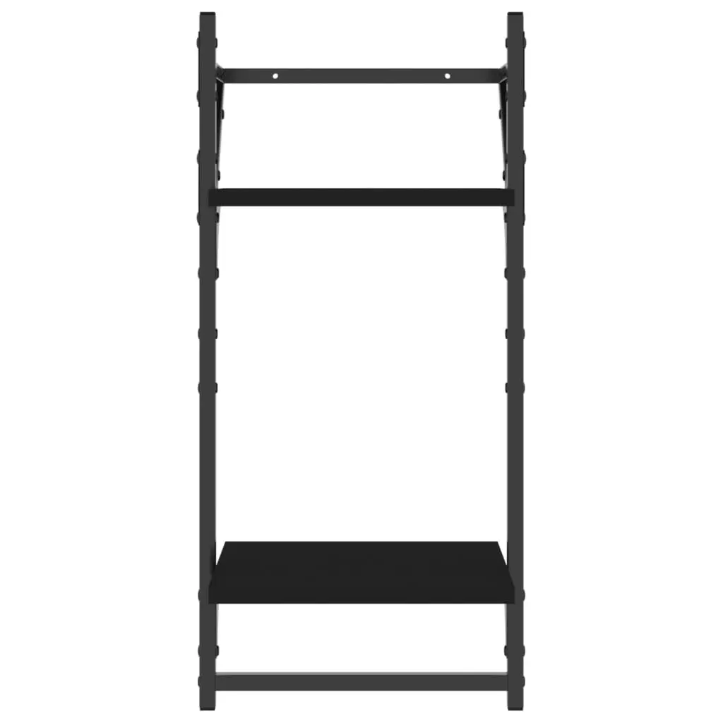 Wall Shelf Set 6 Piece Floating Shelves Bars Black Storage Organiser Display