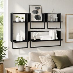 4-Piece Black Floating Shelf Set: Smart Storage Solution