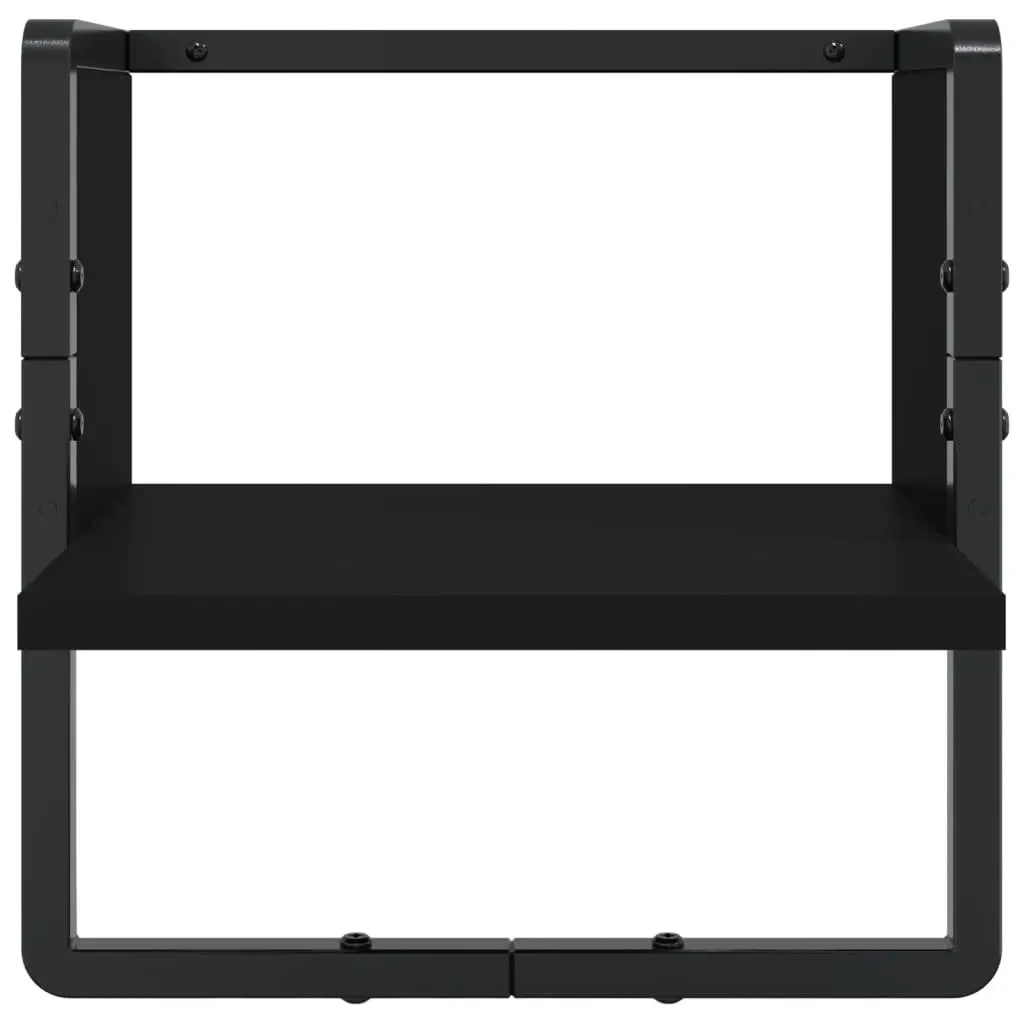 Wall Shelf Set Floating Display Shelves with Bars 4 Piece Black
