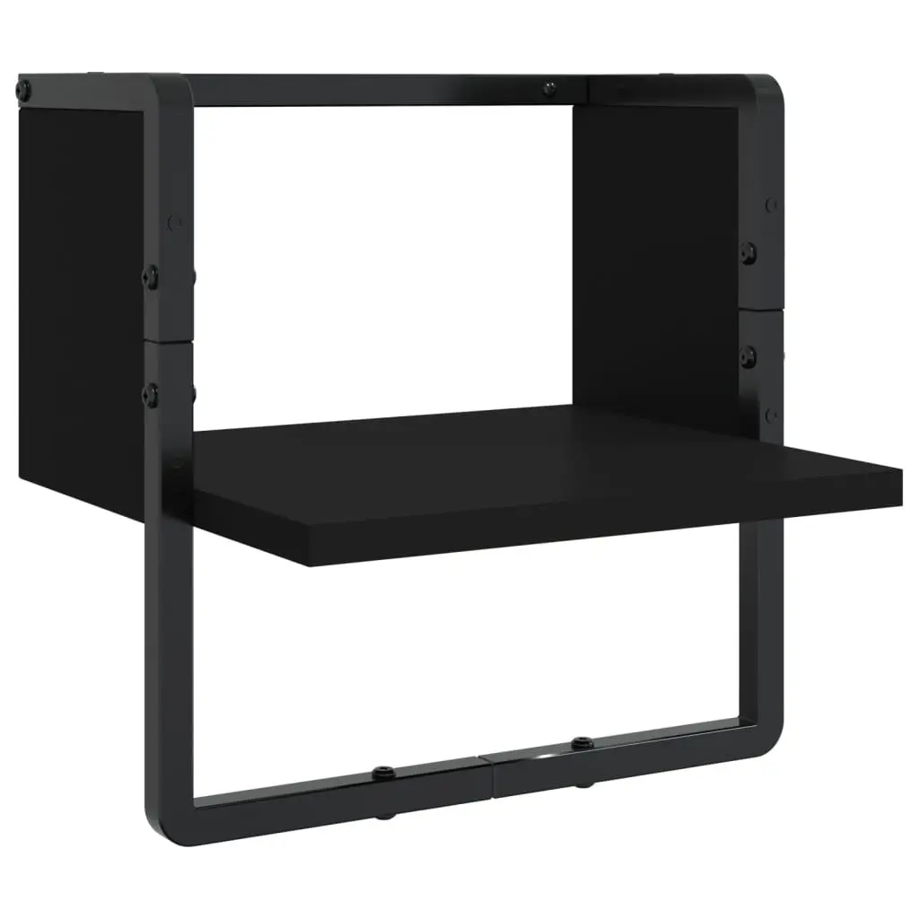 Wall Shelf Set Floating Display Shelves with Bars 4 Piece Black