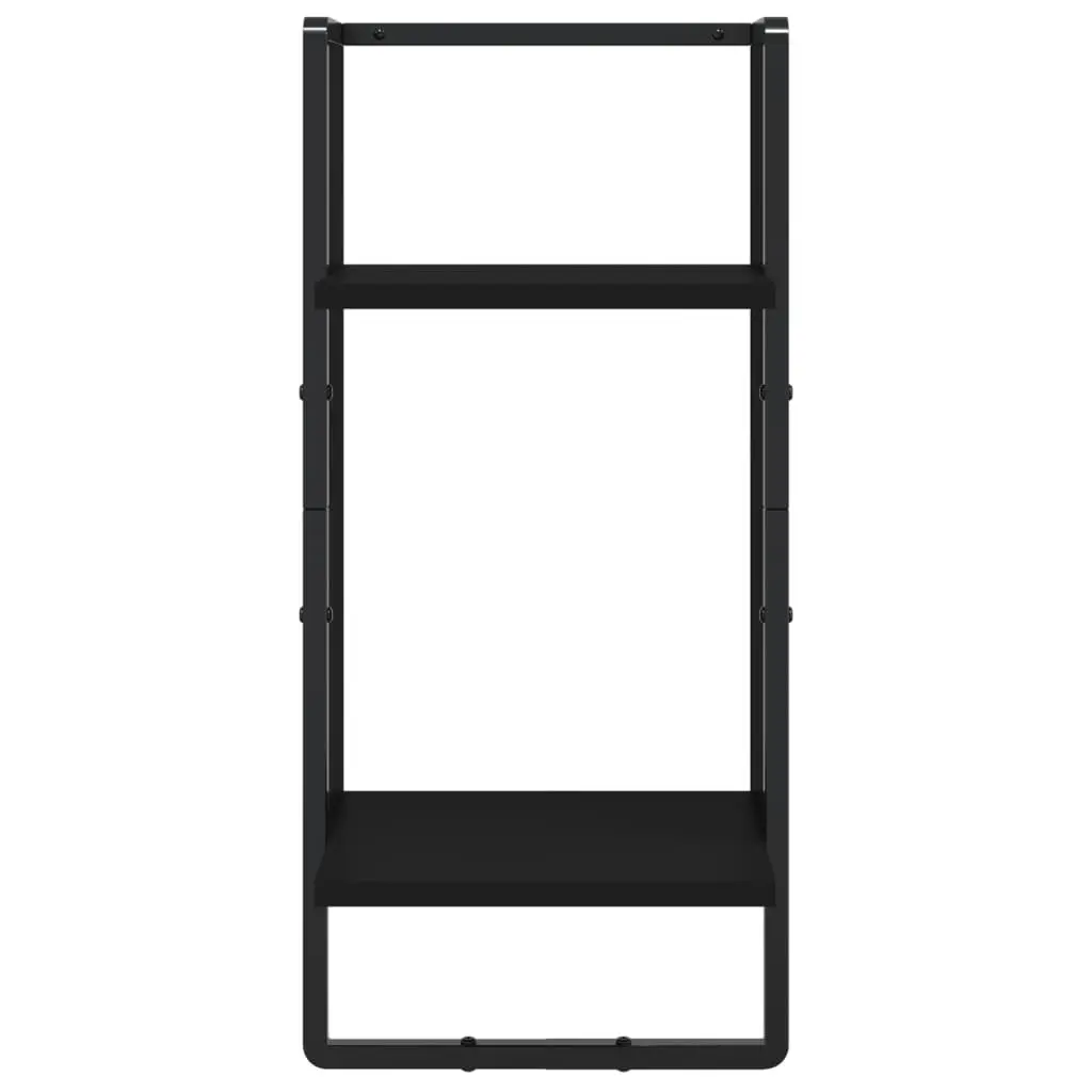 Wall Shelf Set Floating Display Shelves with Bars 4 Piece Black
