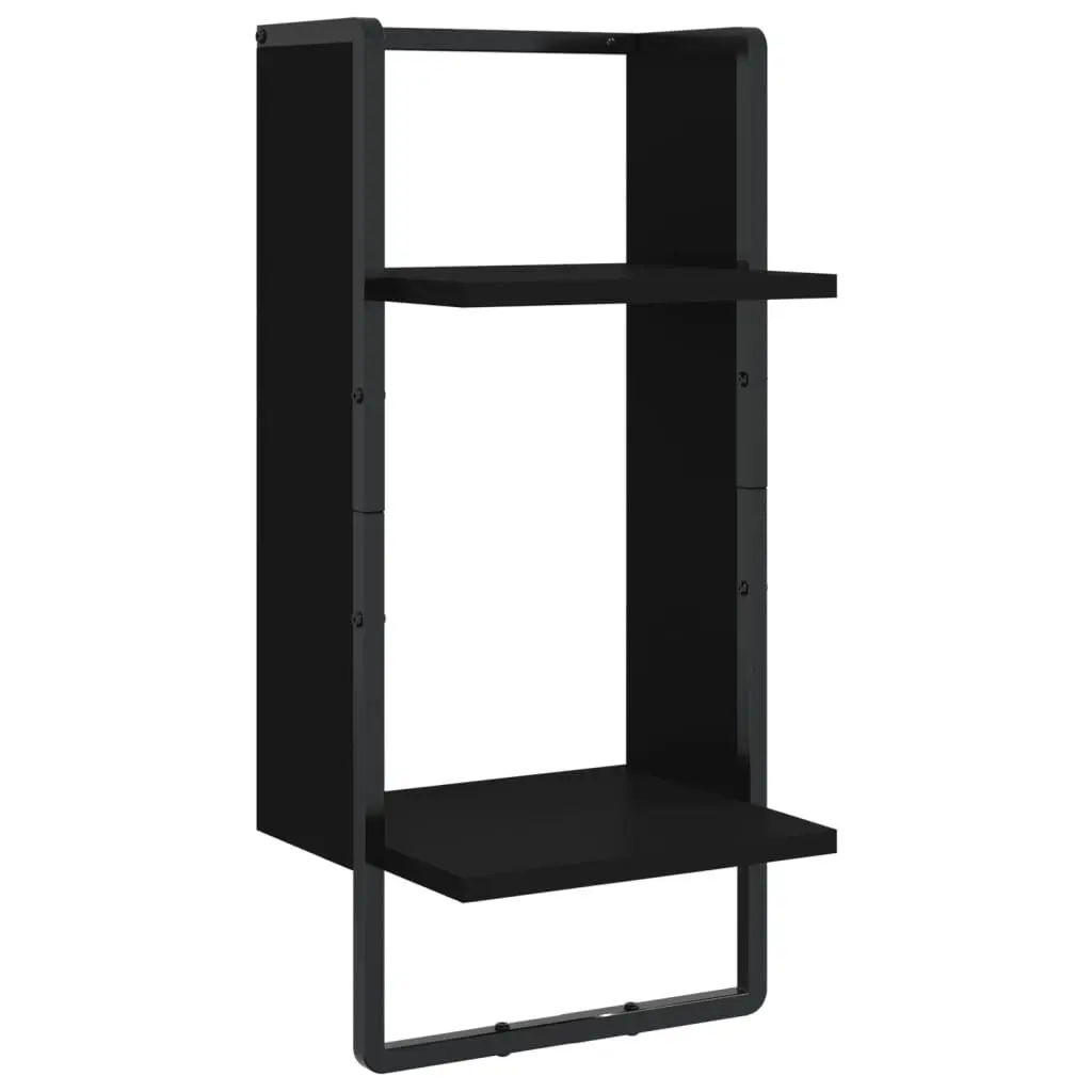 Wall Shelf Set Floating Display Shelves with Bars 4 Piece Black
