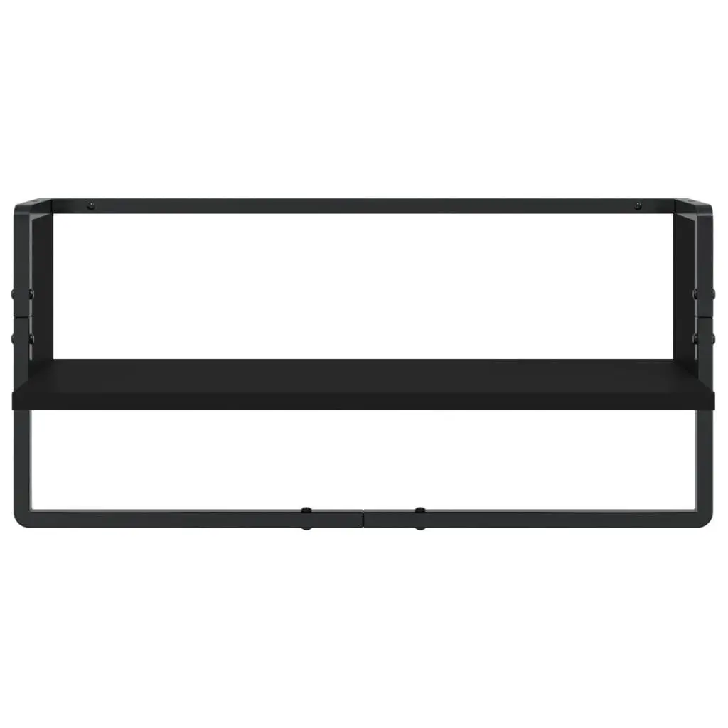 Wall Shelf Set Floating Display Shelves with Bars 4 Piece Black