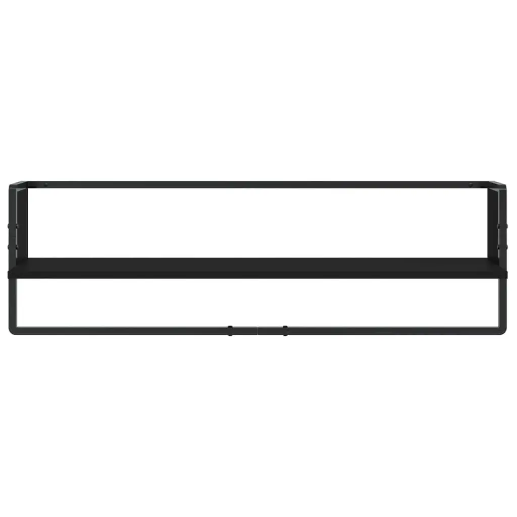 Wall Shelf Set 6 Piece Black Floating Display Shelves with Bars Storage