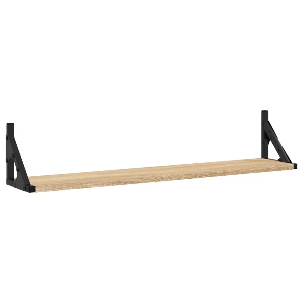 Wall Shelves Floating Storage 80x15x15.5 cm Brown Sonoma Oak 2 pcs Engineered Wood