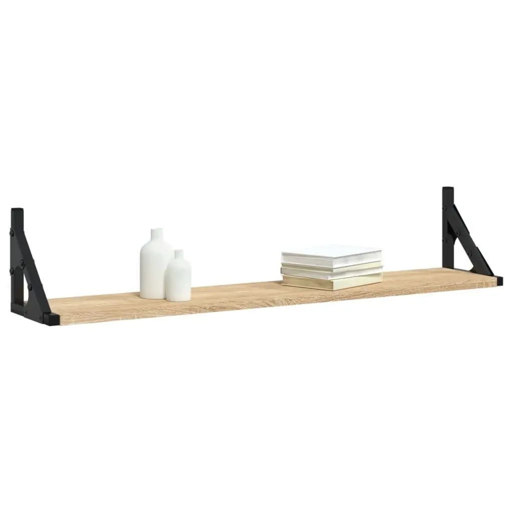 Wall Shelves Floating Storage 80x15x15.5 cm Brown Sonoma Oak 2 pcs Engineered Wood