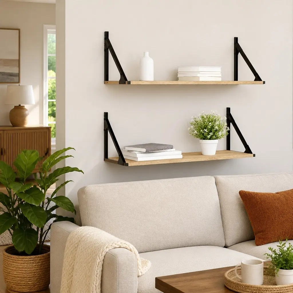 Wall Shelves 2 Pieces Sonoma Oak Floating Display Storage Organiser Brown