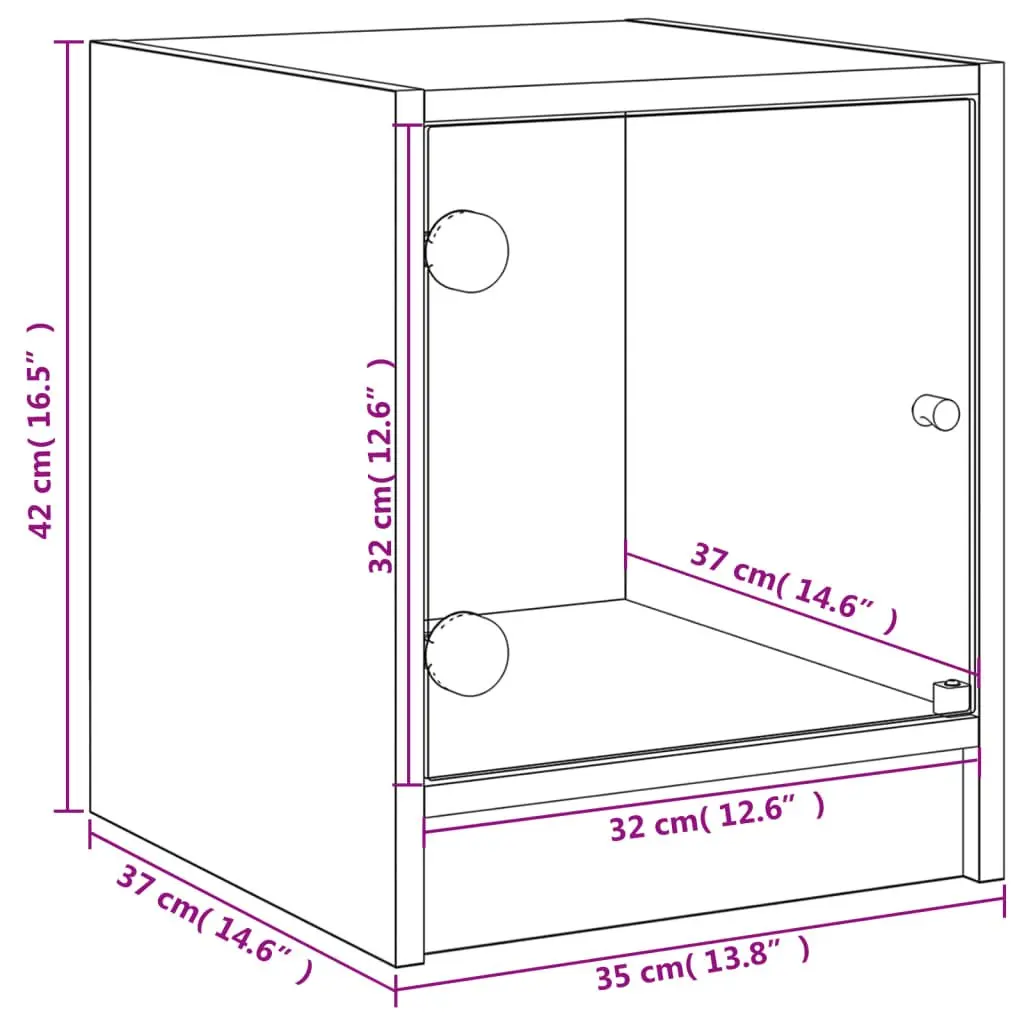 Bedside Cabinet White Glass Door Storage Nightstand Bedroom Furniture Table