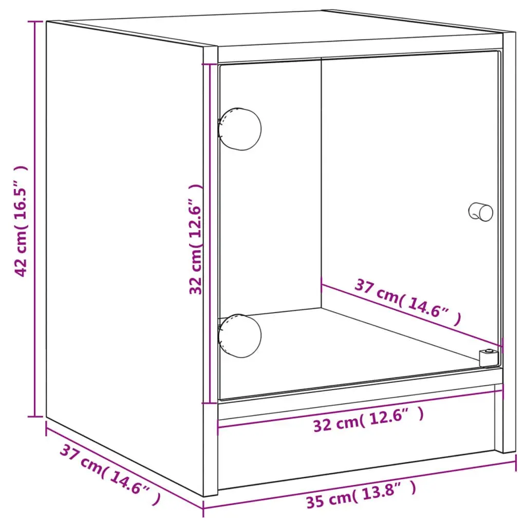 Bedside Cabinets Storage 2 Piece White Engineered Wood with Glass Doors