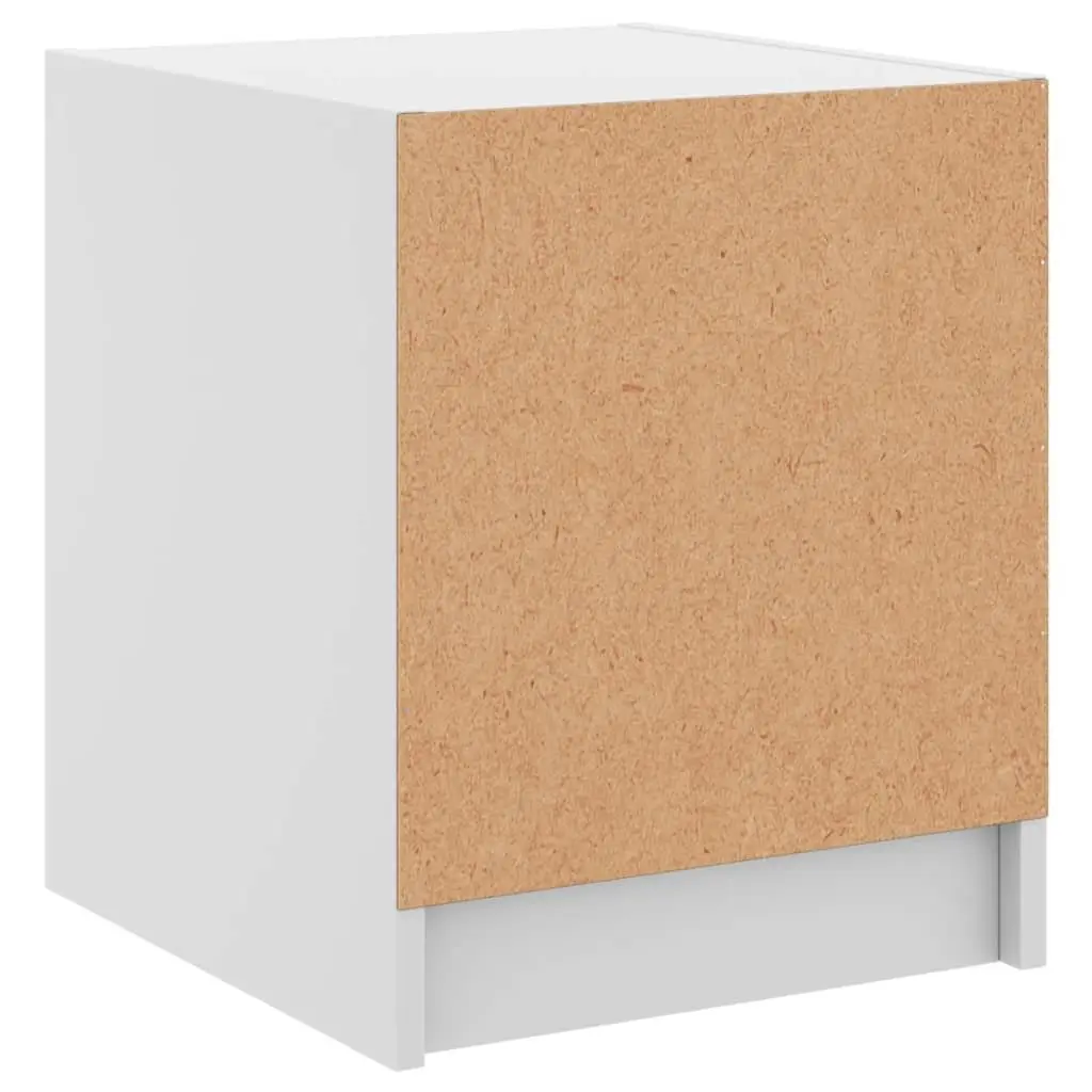 Bedside Cabinets Storage 2 Piece White Engineered Wood with Glass Doors