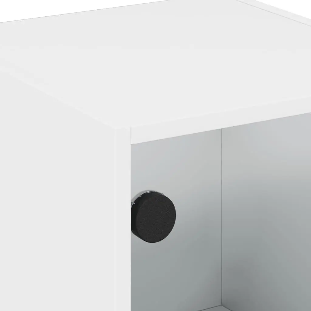 Bedside Cabinets Storage 2 Piece White Engineered Wood with Glass Doors