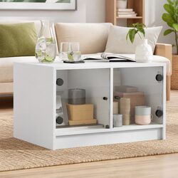 Reliable and Practical White Coffee Table with Storage 68x50x42cm