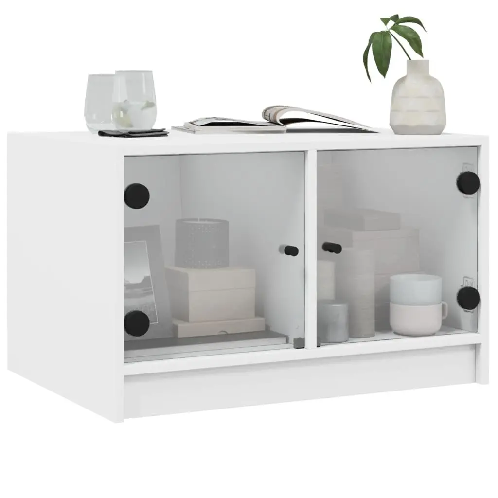 White Coffee Table with Storage 68x50x42cm