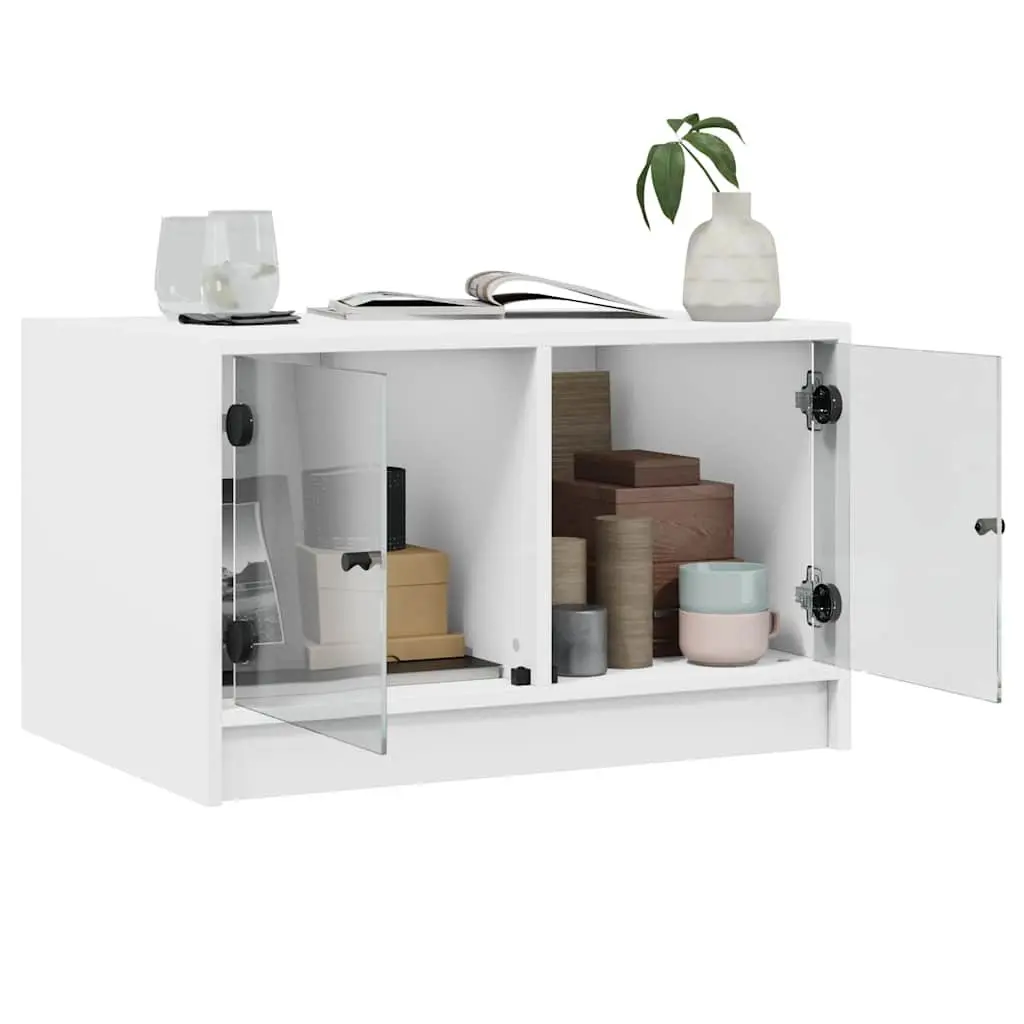 White Coffee Table with Storage 68x50x42cm