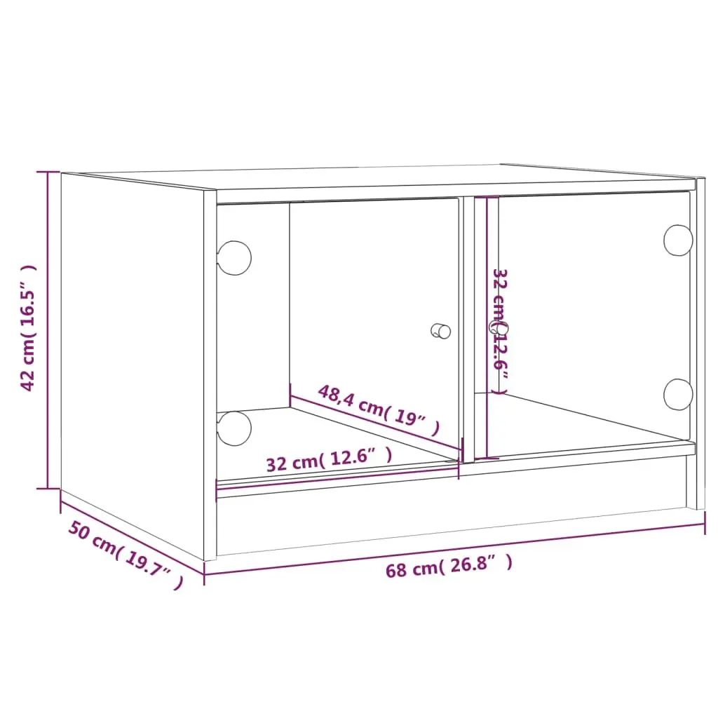White Coffee Table with Storage 68x50x42cm