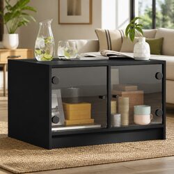 Warm and Practical Black Coffee Table with Storage