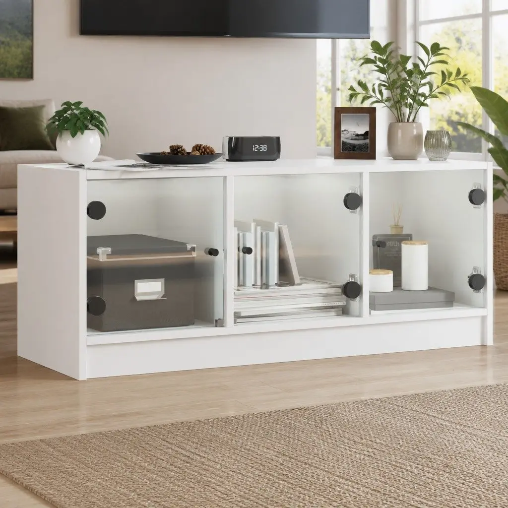 White TV Cabinet with Ample Storage Space