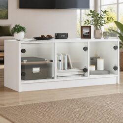 Reliable White TV Cabinet with Ample Storage Space