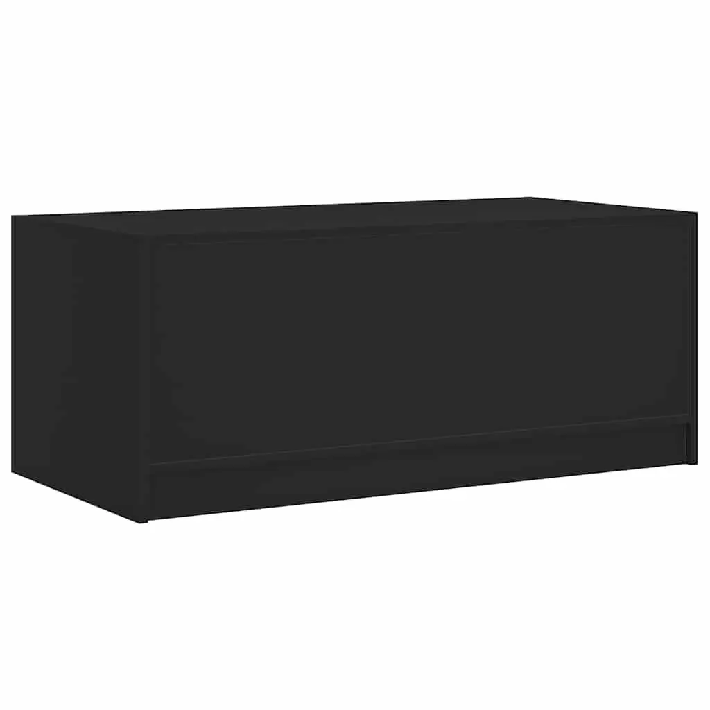 Coffee Table Storage Black 102 x 50 x 42 cm with Glass Doors for Living Room