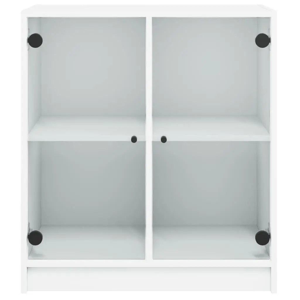 White Sideboard with Glass Doors and Ample Space