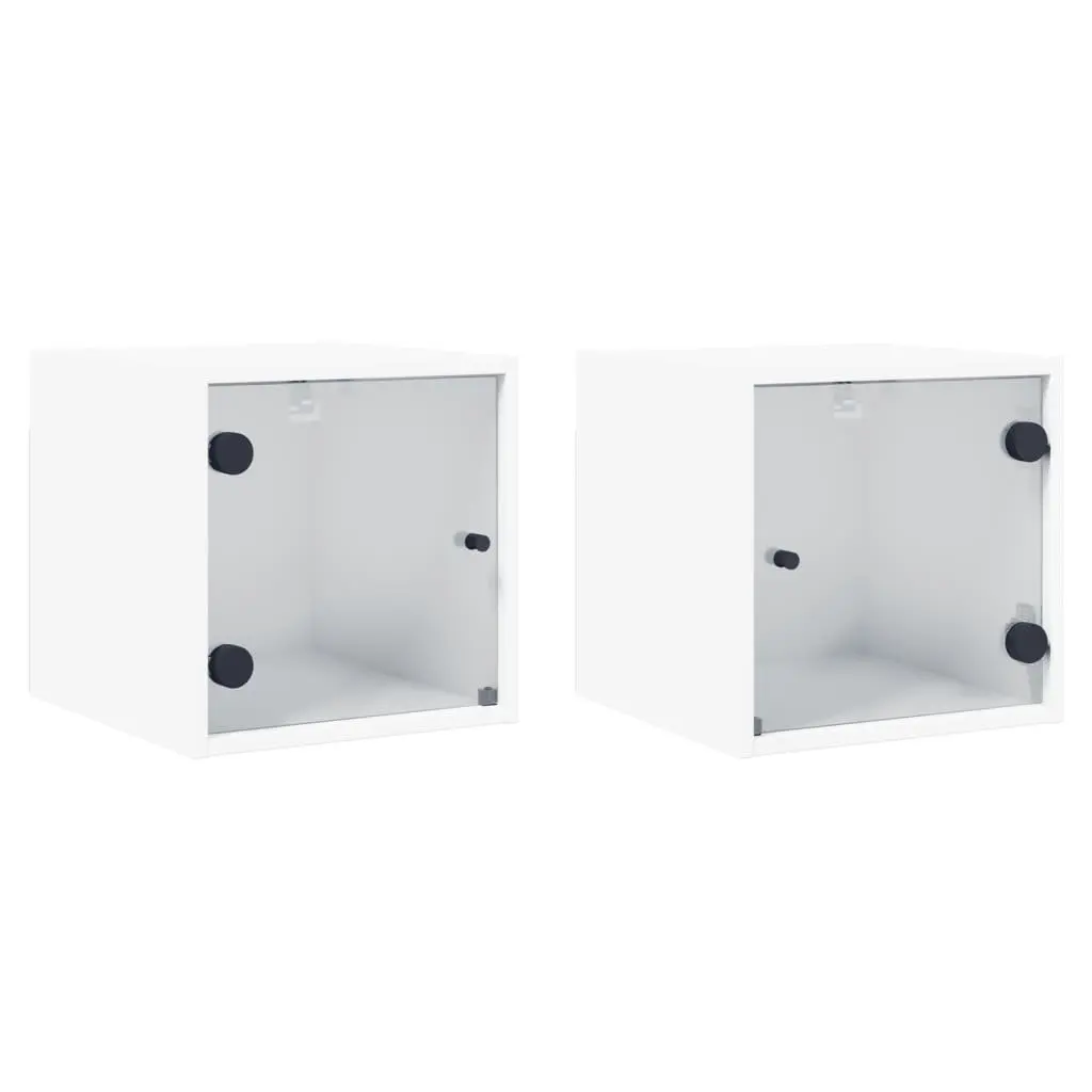Bedside Cabinet Storage Organiser Wall-Mounted White 35x37x35cm 2 Piece