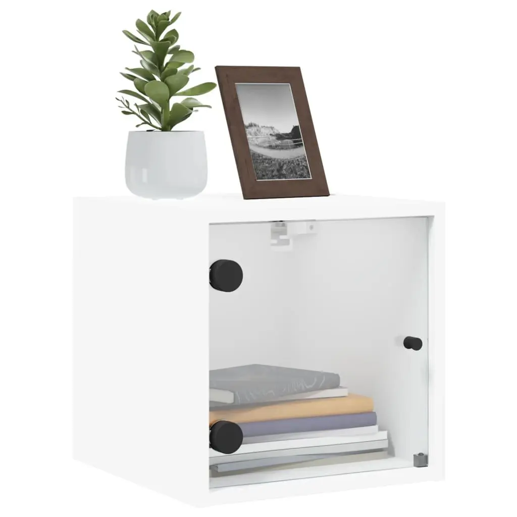 Bedside Cabinet Storage Organiser Wall-Mounted White 35x37x35cm 2 Piece