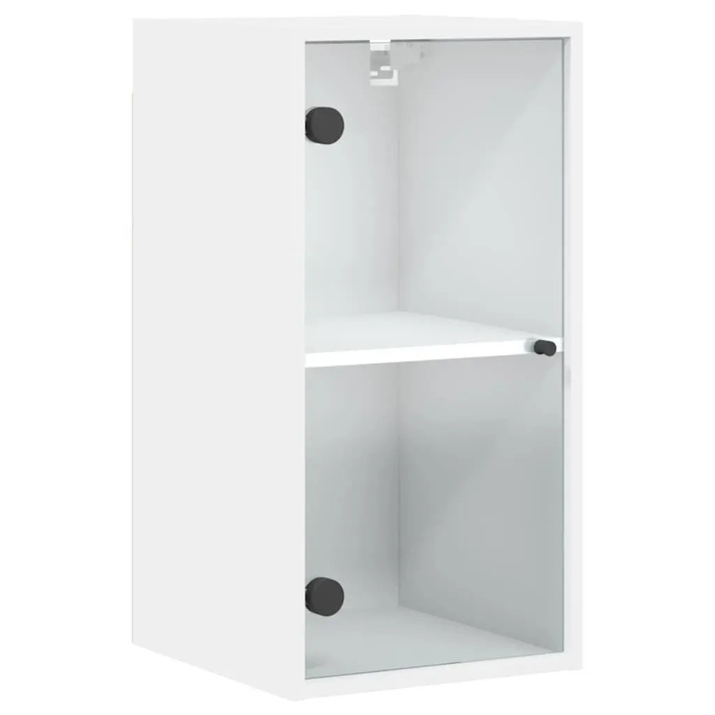 Wall Cabinet White Storage Unit Glass Doors Wall-Mounted Organizer 35 x 37 x 68.5 cm