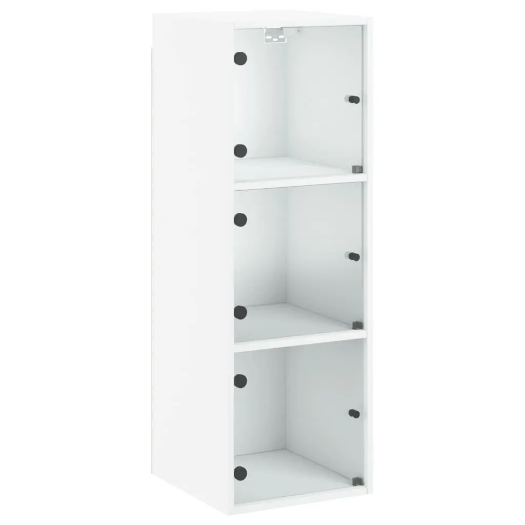 Wall Cabinet Storage Unit Glass Doors 35x37x100cm White
