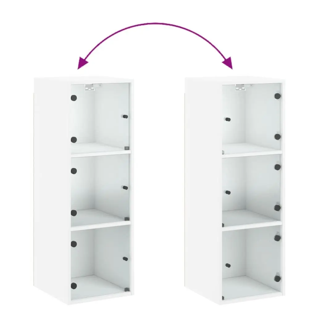 Wall Cabinet Storage Unit Glass Doors 35x37x100cm White